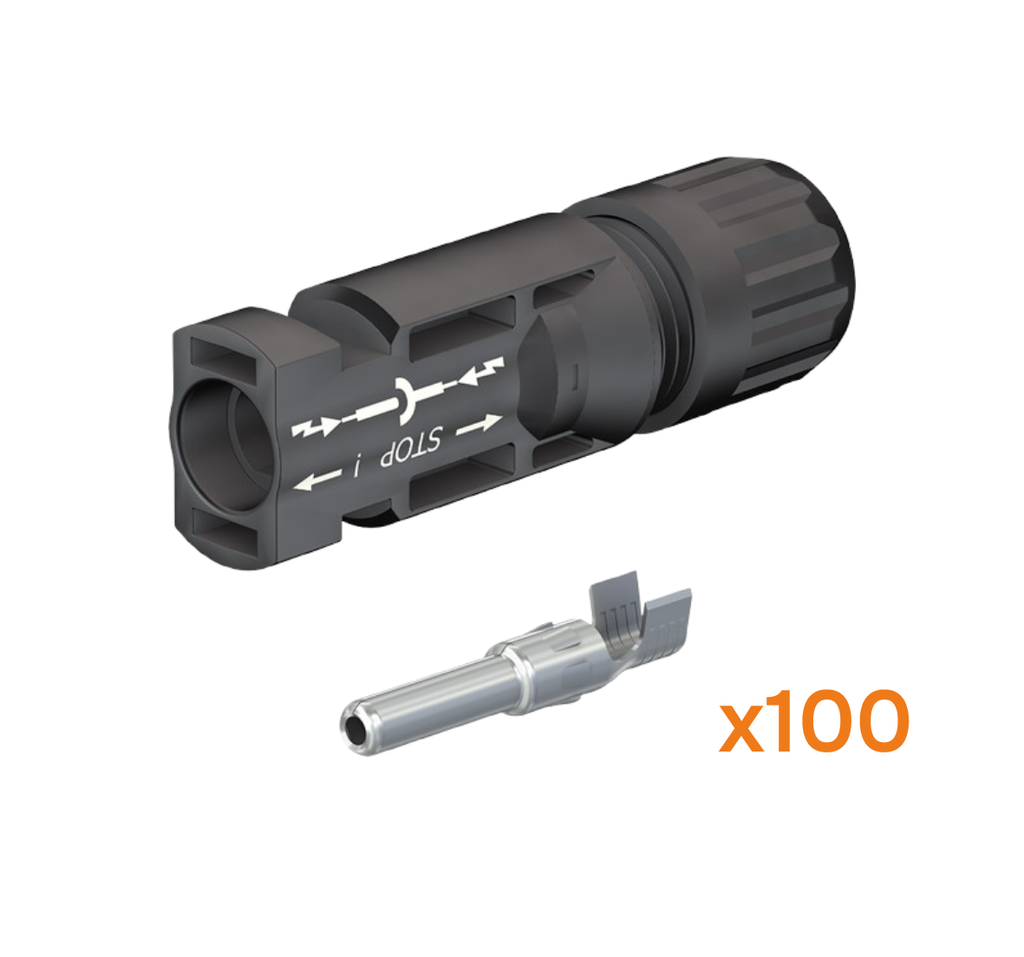 STÄUBLI - Connecteurs mâle MC4 Sachet de 100 - KBT4/6X-UR - section de câble 4-6 mm² - Diam extérieur câble 5,5 à 7,4mm.