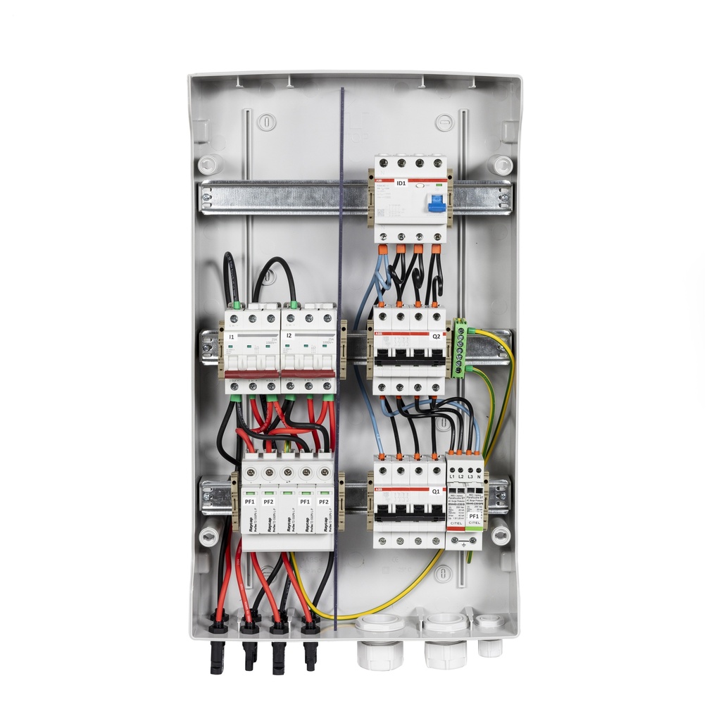 TECHNIDEAL - Coffret PV AC/DC 9kW triphasé – 2 String – 2MPPT – Parafoudre AC – Diff 300mA