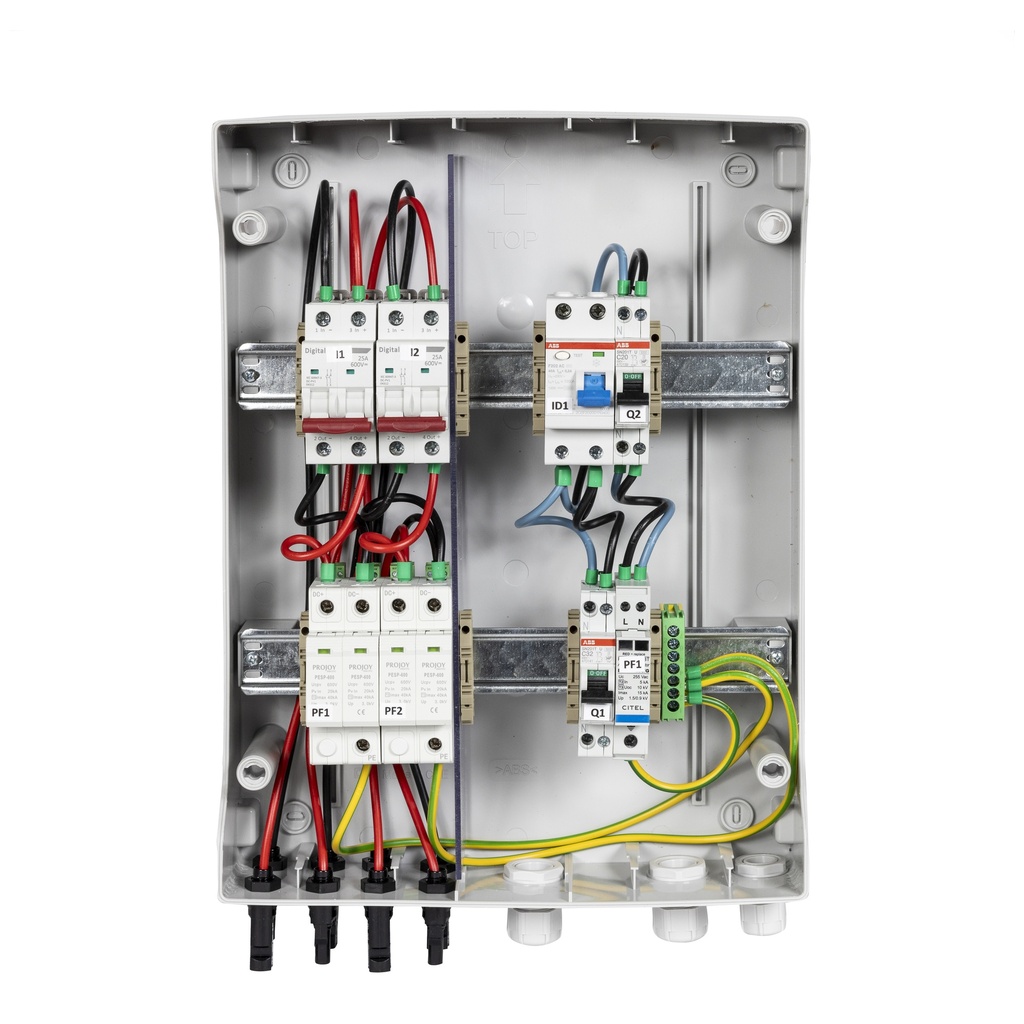 TECHNIDEAL - Coffret PV AC/DC 6kW monophasé – 2 String – 2MPPT – Parafoudre AC – Diff 300mA