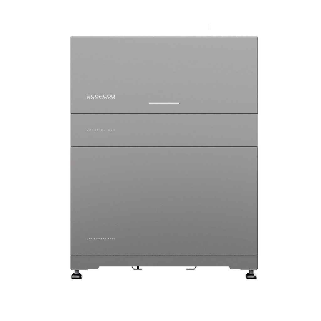 ECOFLOW - 3kW / 5kWH monophasé - Système tout-en-un avec onduleur hybride de 3kW, batterie de 5kWh et support.
