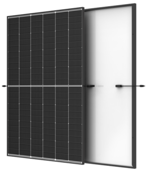 TRINA - Module N-TYPE 450Wc avec bilan carbone PPE2 - Bi-verre - Cadre noir fond blanc - 144 cellules - Dimensions 1762 x 1134 x 30 mm - Connecteur MC4 Evo 2