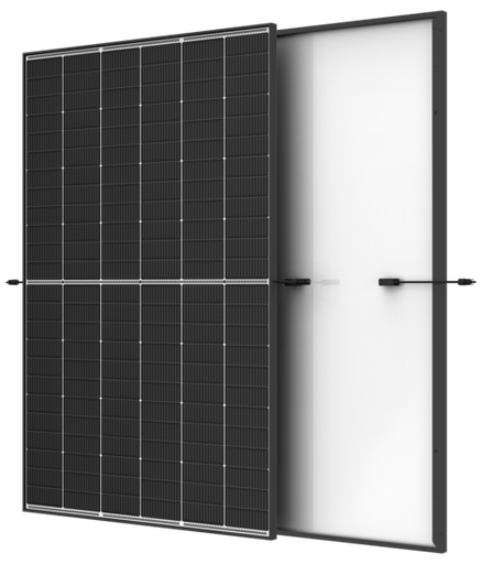 TRINA - Module N-TYPE 450Wc avec bilan carbone PPE2 - Bi-verre - Cadre noir fond blanc - 144 cellules - Dimensions 1762 x 1134 x 30 mm - Connecteur MC4 Evo 2