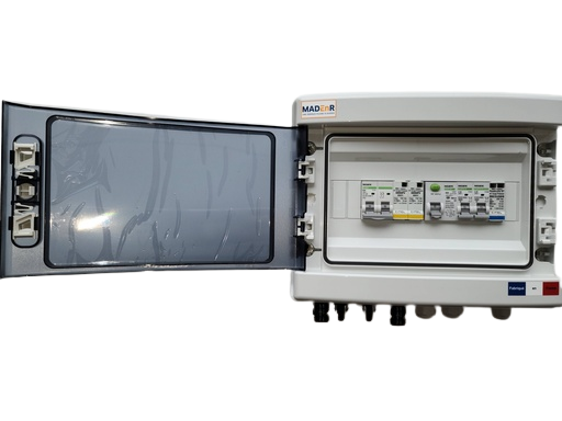 MADEnR - Coffret de protection AC/DC monophasé pour installation de 3 à 6kWc - Parafoudre AC et DC - 2 strings - 1 MPPT - 300mA
