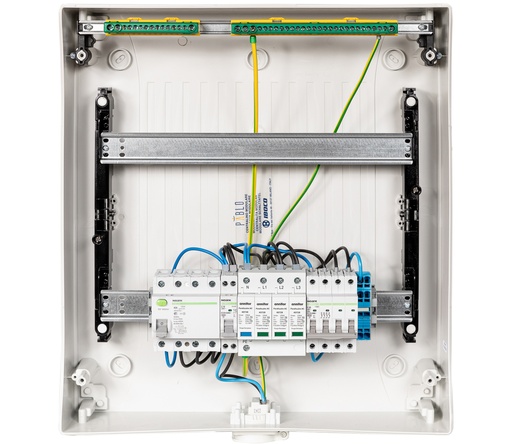 MADEnR - COFAC-9KW-1OND - Coffret AC 0-9K - triphasé - Parafoudre AC - 20A - 30mA haute immunité Compatible avec micro onduleur APS QT2 + PLACE PASSERELLE