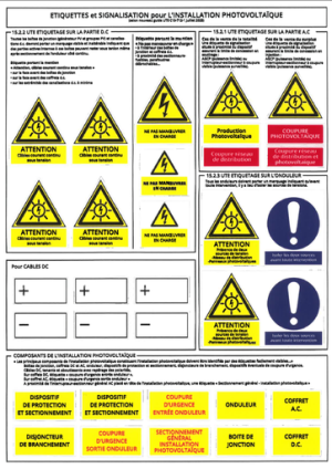 Planche étiquettes PV - A4 / Format 300x200mm - UTE- C15-712-1