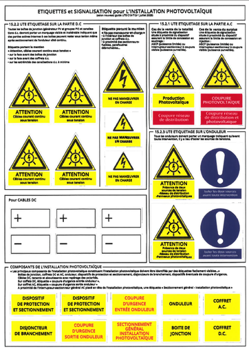 Planche étiquettes PV - A4 / Format 300x200mm - UTE- C15-712-1.