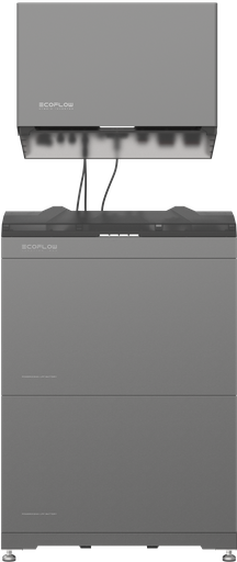 ECOFLOW - 8kW / 10kWH triphasé - Système tout-en-un avec onduleur hybride de 8kW, 2 x batteries de 5kWh et support.